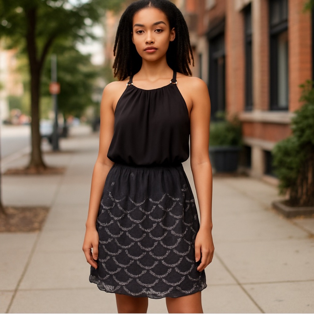 Guess Black and Gray lace fringe ‘Janey’ Dress